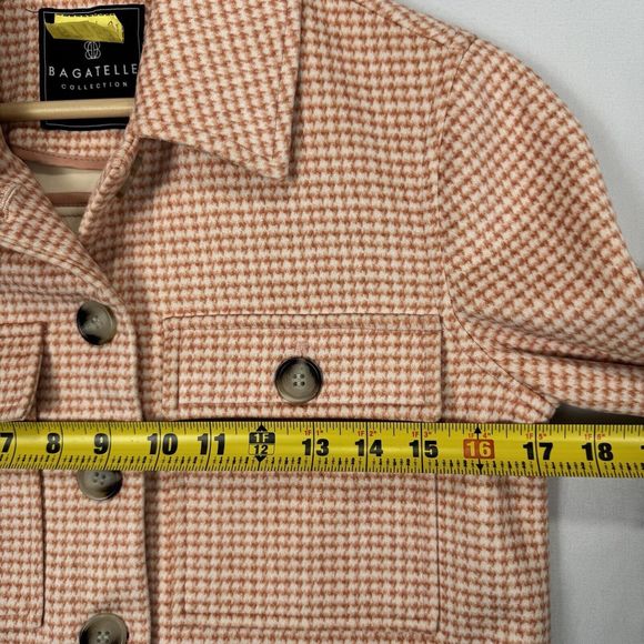 Bagatelle Suede Button Up Shacket Pink Chore Jacket Womens Size XS Houndstooth - Picture 8 of 12